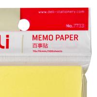 得力（deli） 7733 百事贴 76*76mm 黄色 100张/本，12本/封 (单位:封)