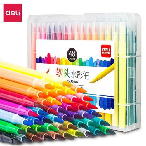 得力（deli） 70687 软头水彩笔(混) 48色 (单位:盒)