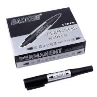 宝克（BAOKE）MP210 油性粗细双头记号笔物流笔 12支/盒 2mm+5mm （单位：盒） 黑色