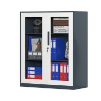 臻远 ZY-SY-36 窄边对开玻璃矮柜 900*400*1090mm（单位：台）灰白套色