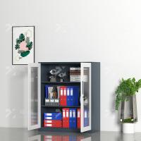 臻远 ZY-SY-36 窄边对开玻璃矮柜 900*400*1090mm（单位：台）灰白套色