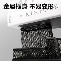 得力（deli）9175 金属网纹笔筒 多功能三格（单位：个）黑色
