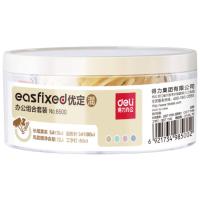 得力（deli）8500办公组合套装长尾票夹10只+回形针100只+乳胶圈12g+工字钉50只φ100*48mm （单位：盒）混色