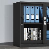 臻远 ZY5062256 钢制玻璃移门文件柜 90*40*76cm（单位：台）黑色