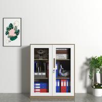 臻远 ZY5062278 钢制窄边玻璃门文件柜 90*40*76cm（单位：台）咖白