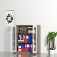 臻远 ZY5062278 钢制窄边玻璃门文件柜 90*40*76cm（单位：台）咖白