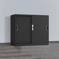 臻远 ZY5062252 钢制铁门移门文件柜 90*40*76cm（单位：台）黑色
