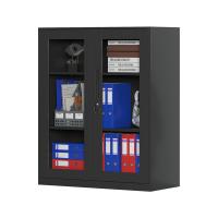 臻远 ZY5062280 钢制窄边玻璃门文件柜 90*40*76cm（单位：台）黑色