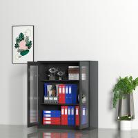 臻远 ZY5062280 钢制窄边玻璃门文件柜 90*40*76cm（单位：台）黑色