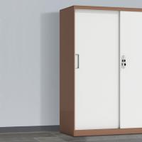 臻远 ZY5062266 钢制铁门移门文件柜 90*40*109cm 咖白 (单位:台)