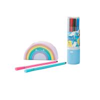 得力（deli）12色水彩笔儿童可水洗创作画笔学生绘画彩虹筒美术涂鸦12支/筒 7060-12（单位：筒）蓝色