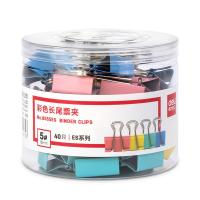 得力（deli）8555ES 长尾票夹 5# 19mm 40只/筒（单位：筒）混色