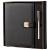 得力（deli）22296 皮面本签字笔礼盒套装32K/100张 185*235*34mm（单位：套）黑色