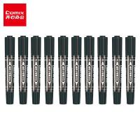 齐心（COMIX） MK803 记号笔 2.0mm—6.0mm 大小双头记号笔 不可再充墨水 10支/盒 (单位： 盒）黑色
