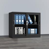 臻远 ZY5062256 钢制玻璃移门文件柜 90*40*76cm（单位：台）黑色