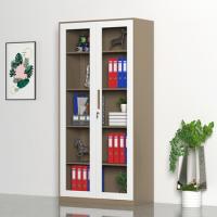 臻远 ZY5062047 钢制窄边通玻文件柜 90*40*185cm（单位：台）咖白套色