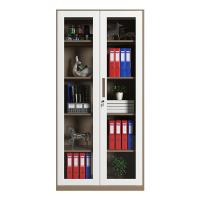 臻远 ZY5062047 钢制窄边通玻文件柜 90*40*185cm（单位：台）咖白套色