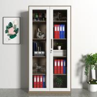 臻远 ZY5062047 钢制窄边通玻文件柜 90*40*185cm（单位：台）咖白套色