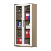 臻远 ZY5062047 钢制窄边通玻文件柜 90*40*185cm（单位：台）咖白套色