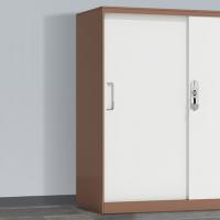 臻远 ZY5062258 钢制铁门移门文件柜 90*40*92.5cm（单位：台）咖白