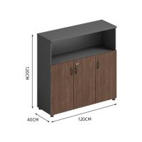 臻远 ZY-SY-180 木质简约储物柜资料柜 120*40*120cm 胡桃色 三门矮柜 (单位:台)