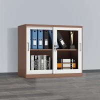 臻远 ZY5062254 钢制玻璃移门文件柜 90*40*76CM 咖白 (单位:台)