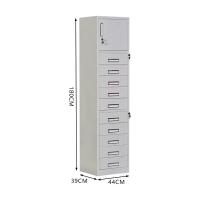 臻远 ZY5062229 钢制文件柜 单门十斗柜 44*39*180cm（单位：台）灰白色
