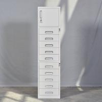 臻远 ZY5062229 钢制文件柜 单门十斗柜 44*39*180cm（单位：台）灰白色