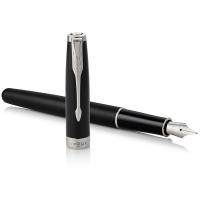 派克 卓尔磨砂黑白夹 墨水笔 F尖 长:133 mm （单位：支）黑色  新老包装随机发货