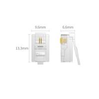 绿联（UGREEN） 电话线水晶头6P2C （一件式）非屏蔽 RJ11 80106 100个/包 200包/箱 (单位:包) 白色
