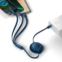 倍思（Baseus） 随意拉伸一拖三快充数据线USB to M+L+C 明镜系列2 CB000007 1.1m (单位:根) 蓝色
