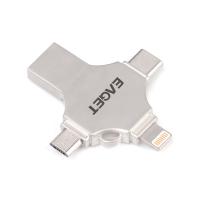 忆捷（EAGET） 优盘 苹果安卓type-c四合一U盘 CF12-128G 44×40×5mm (单位:个) 珍珠银