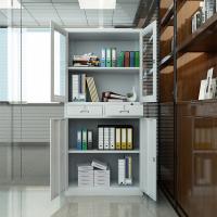 臻远 ZY50212002 钢制中二斗文件柜 850*390*1800mm（单位：台）灰白色