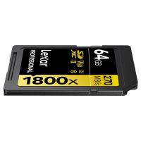 雷克沙（Lexar）LSD1800064 存储卡 64GB SD4.0 UHS-II 传输270MB/s 写入180MB/s 32*24*2.1mm (单位：片) 黑金配色