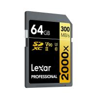 雷克沙（Lexar）LSD64GCRBCN2000R 存储卡 64GB SD4.0 UHS-II 传输300MB/s 写入260MB/s 32*24*2.1mm (单位：片) 黑金配色