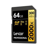 雷克沙（Lexar）LSD64GCRBCN2000R 存储卡 64GB SD4.0 UHS-II 传输300MB/s 写入260MB/s 32*24*2.1mm (单位：片) 黑金配色