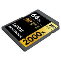 雷克沙（Lexar）LSD64GCRBCN2000R 存储卡 64GB SD4.0 UHS-II 传输300MB/s 写入260MB/s 32*24*2.1mm (单位：片) 黑金配色