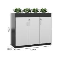 臻远 ZY5062243 铁皮文件柜 三门矮柜 柜体灰色门板白色 120*30*120cm（单位：台）灰白套色