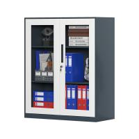 臻远 ZY5062279 钢制窄边玻璃门文件柜 90*40*76cm（单位：台）灰白