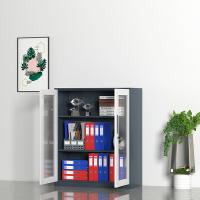 臻远 ZY5062279 钢制窄边玻璃门文件柜 90*40*76cm（单位：台）灰白