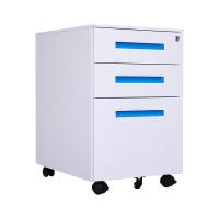 臻远 ZY5062212 钢制三抽矮柜一字扣手款 39*50*60cm（单位：台）白色蓝扣手