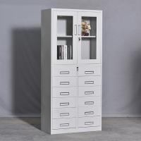 臻远 ZY5062235 钢制文件柜 上玻十二斗器 85*39*185cm（单位：台）灰白色