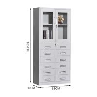 臻远 ZY5062235 钢制文件柜 上玻十二斗器 85*39*185cm（单位：台）灰白色