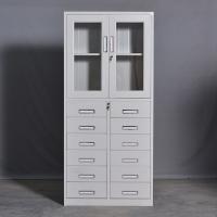 臻远 ZY5062235 钢制文件柜 上玻十二斗器 85*39*185cm（单位：台）灰白色