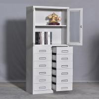 臻远 ZY5062235 钢制文件柜 上玻十二斗器 85*39*185cm（单位：台）灰白色