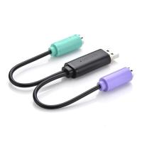 绿联（UGREEN）20219 USB转PS2转接线 圆头接口一分二转换头连接线 免驱 (单位：个）