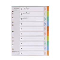 齐心（COMIX） IX902  1-10数字PP索引纸  A4 11孔（单位:套）十色