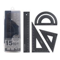 晨光（M&G）ARL960G0A 套尺 铝合金黑尺子套装 4件套（直尺15cm*1三角尺*2量角器*1）（单位：套）颜色随机发货