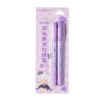 齐心（COMIX） MWMK0004 迷你世界双头美术勾线笔记号笔 0.5-1.5mm 2支/卡（单位：卡）黑色