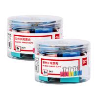 得力（deli）33424 长尾票夹 3# 32mm 24只/筒 48只/盒（单位：盒）混色（粉、蓝、黄、绿）